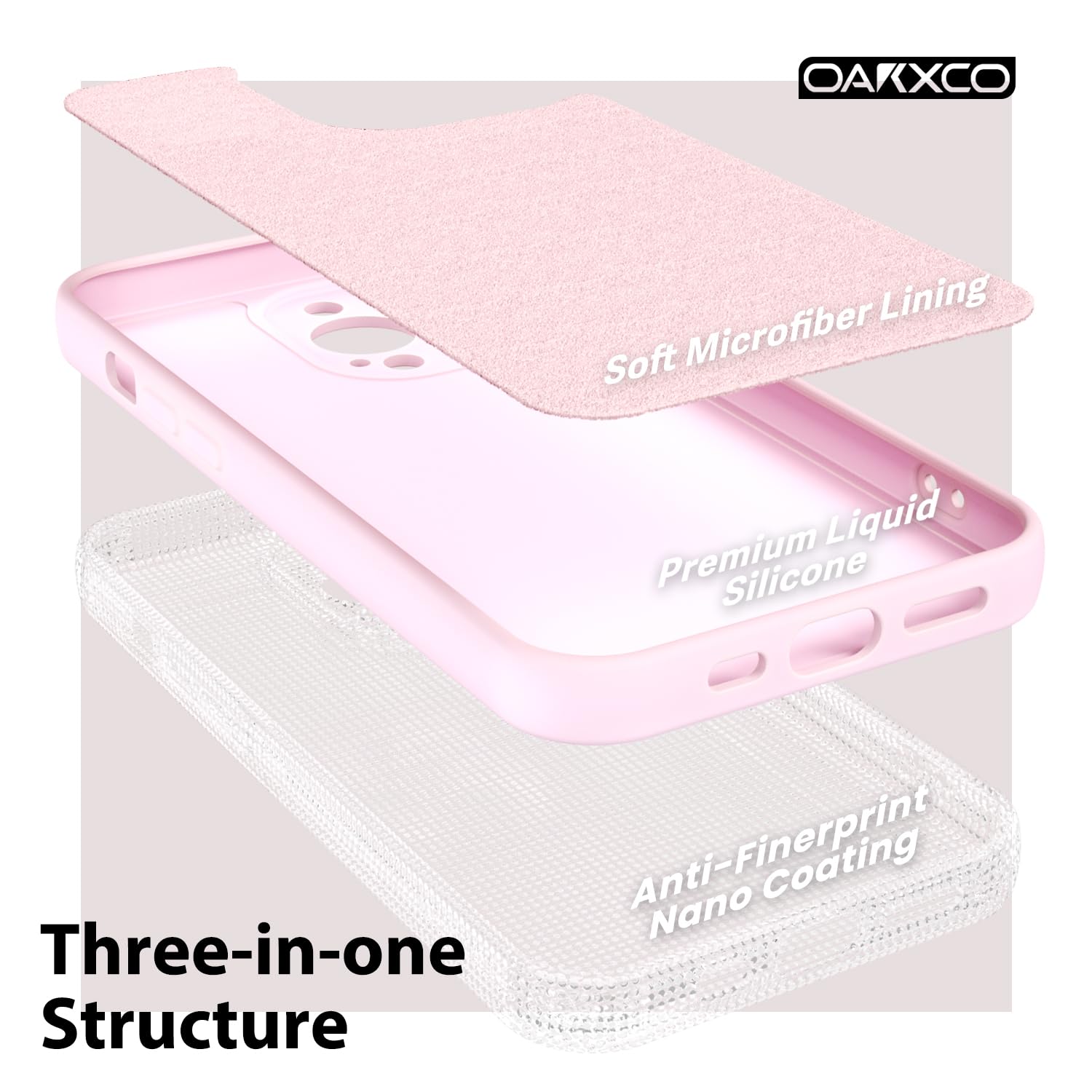 oakxco for iPhone 16 Pro Max Case Liquid Silicone, Soft Rubber Gel Elegant Aesthetic Basic Simple Cover, Cute Thin Slim TPU Matte Solid Color Plain Smooth Case for Women Girl, Light Pink — view 1179