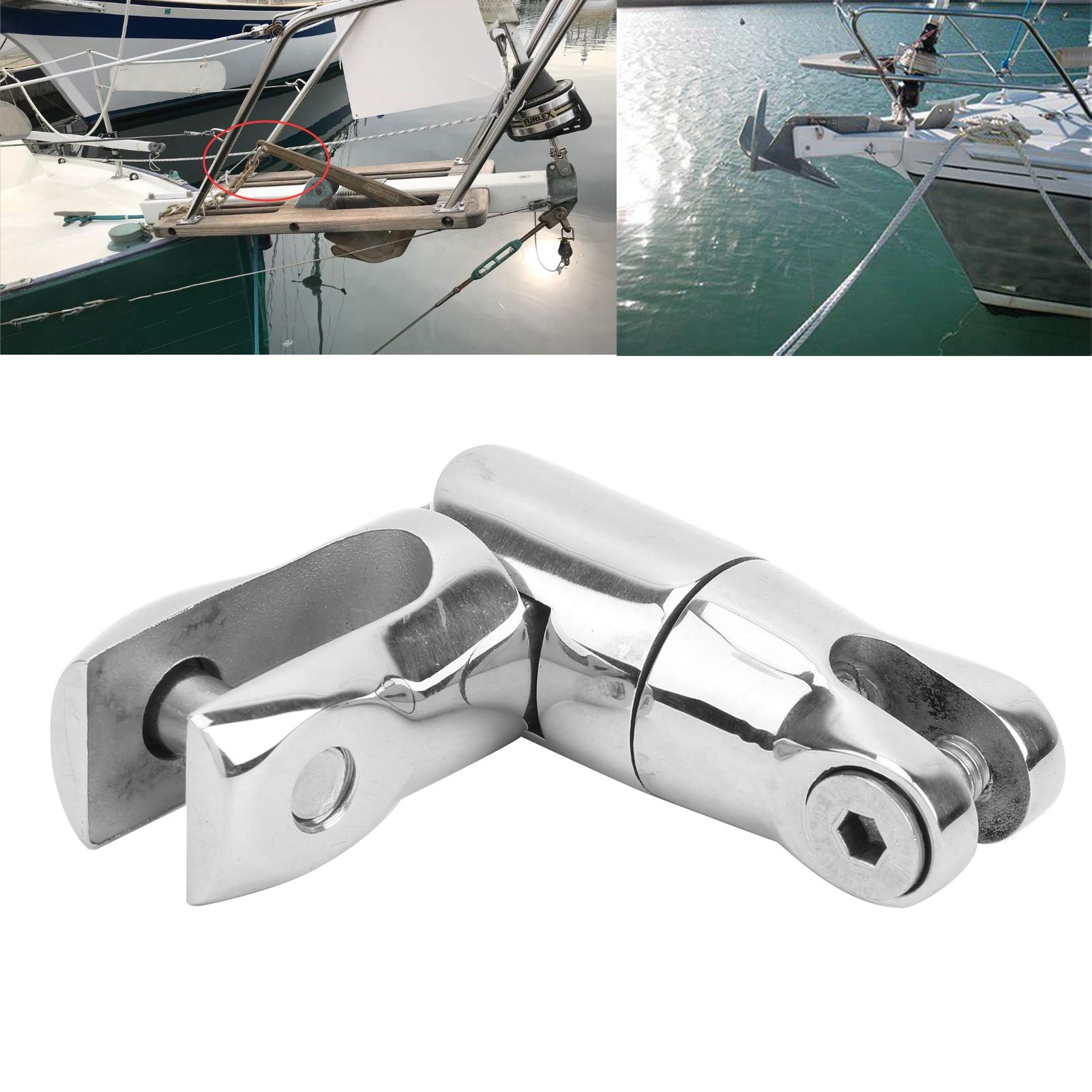 Cadena Giratoria de Ancla para Barcos de Alta Resistencia, Conector de Ancla de Acero Inoxidable 316, Amarre de Cadena de 0,2-0,3 Pulgadas de 6 Mm a 8 Mm para Barcos Marinos