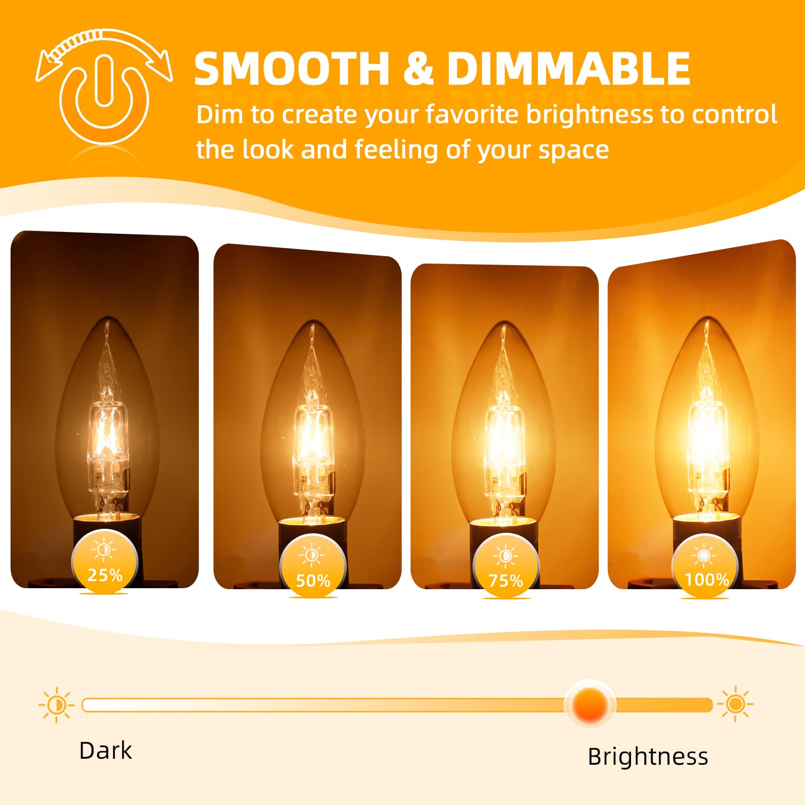 Liuyife B22 C35 Candle Light Bulb 42W, Dimmable, B22 Bayonet Cap Candle Bulb, Warm White 2700K 650LM, Clear Glass - Image 3