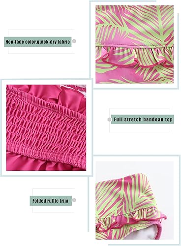 Miniatura 4 de Traje de baño de dos piezas para niñas, traje de baño fruncido hawaiano de 3 a 16 años