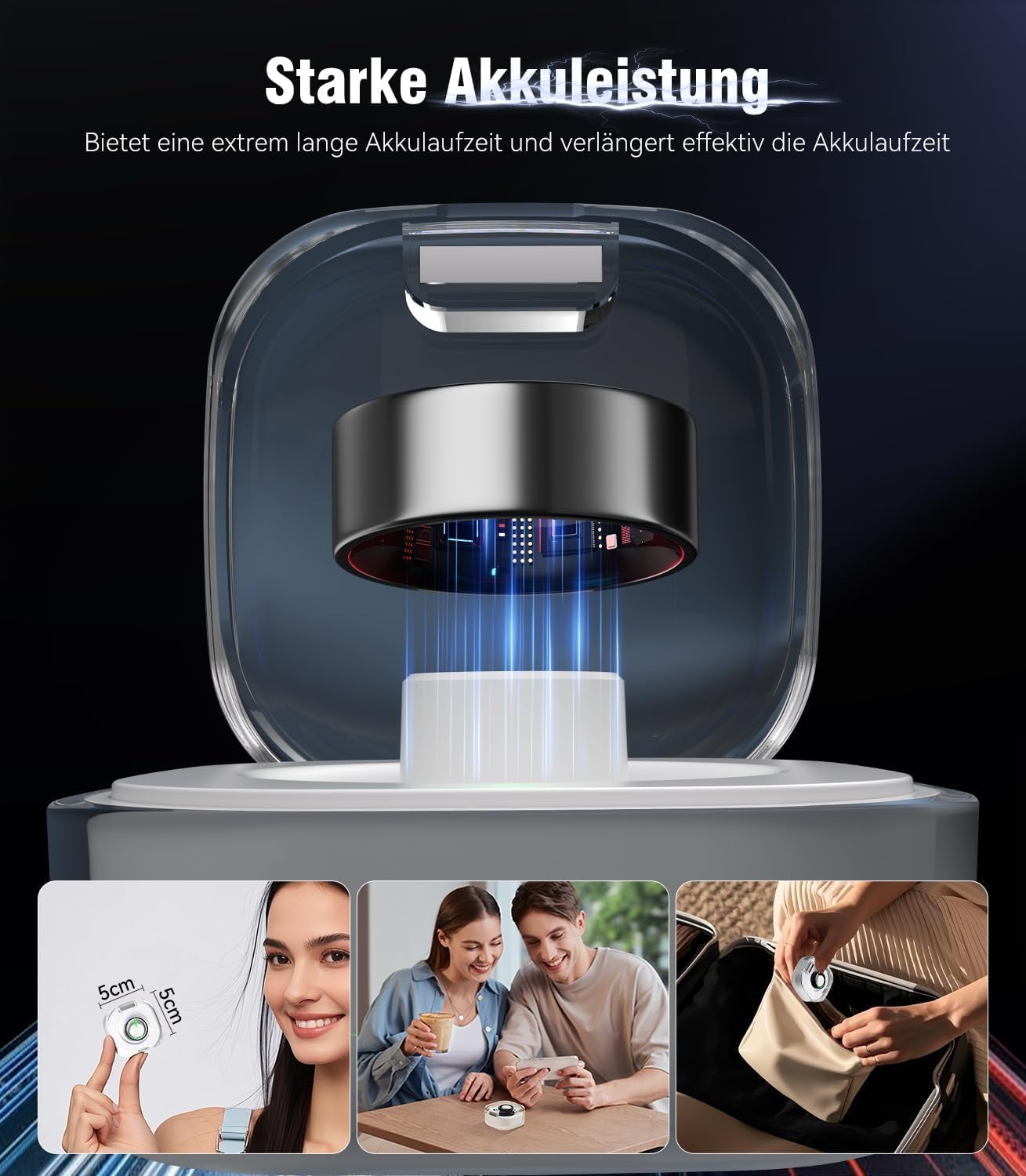 Top 1 9.0 Smart Ring e custodia di ricarica, numero di errore 0%, precisione superiore al 30%, IP68 + 50 m, 3 in titanio antiurto, da donna e uomo, per monitoraggio del sonno, indossabile, SpO2