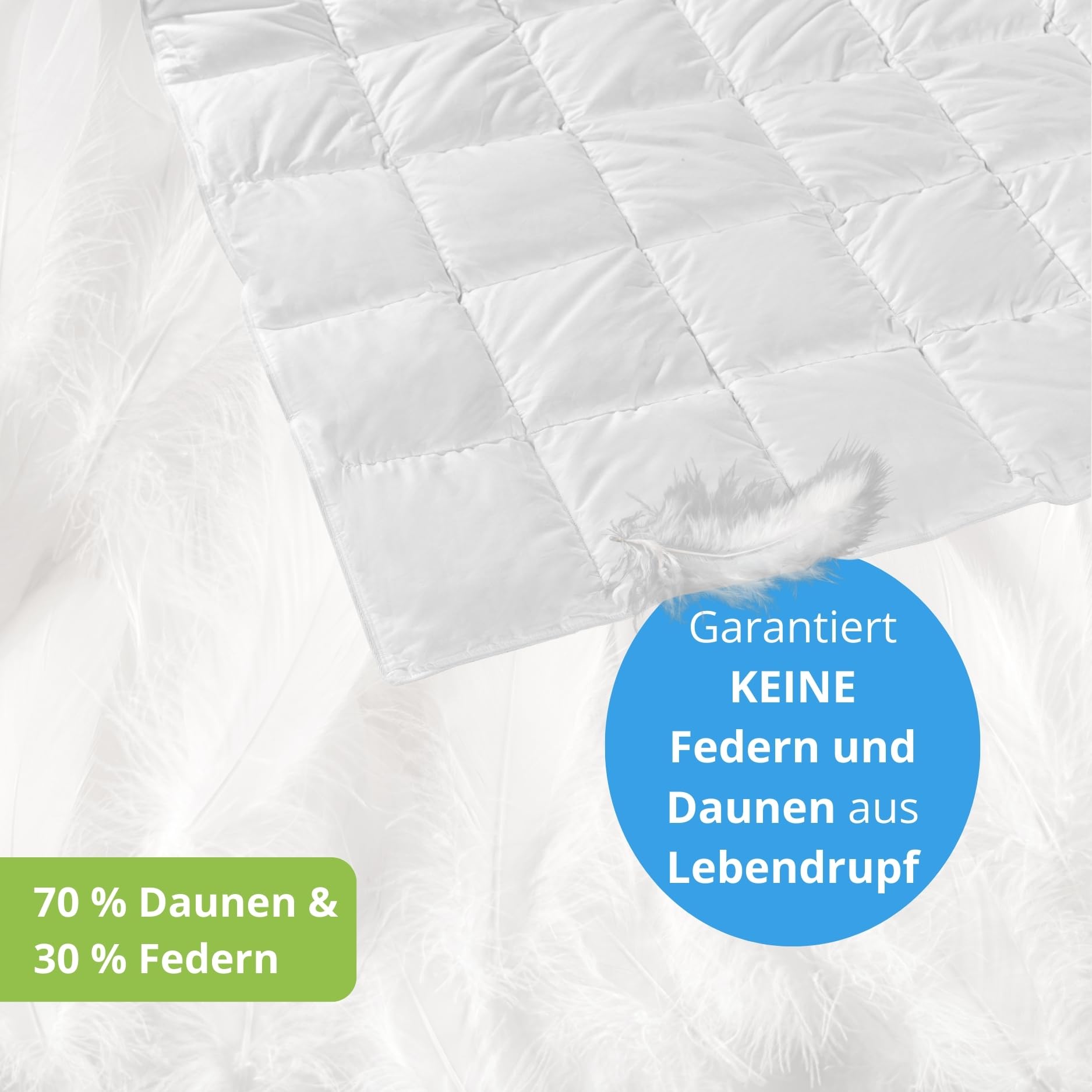 Bodyprotect Daunendecke 135x200 cm Sommer Decke, leichte Sommerbettdecke aus 70% Daunen & 30% Federn, Oeko-TEX Bettdecke, Sommerdaunendecke 135 x 200 cm mit Bezug aus Reiner Baumwolle
