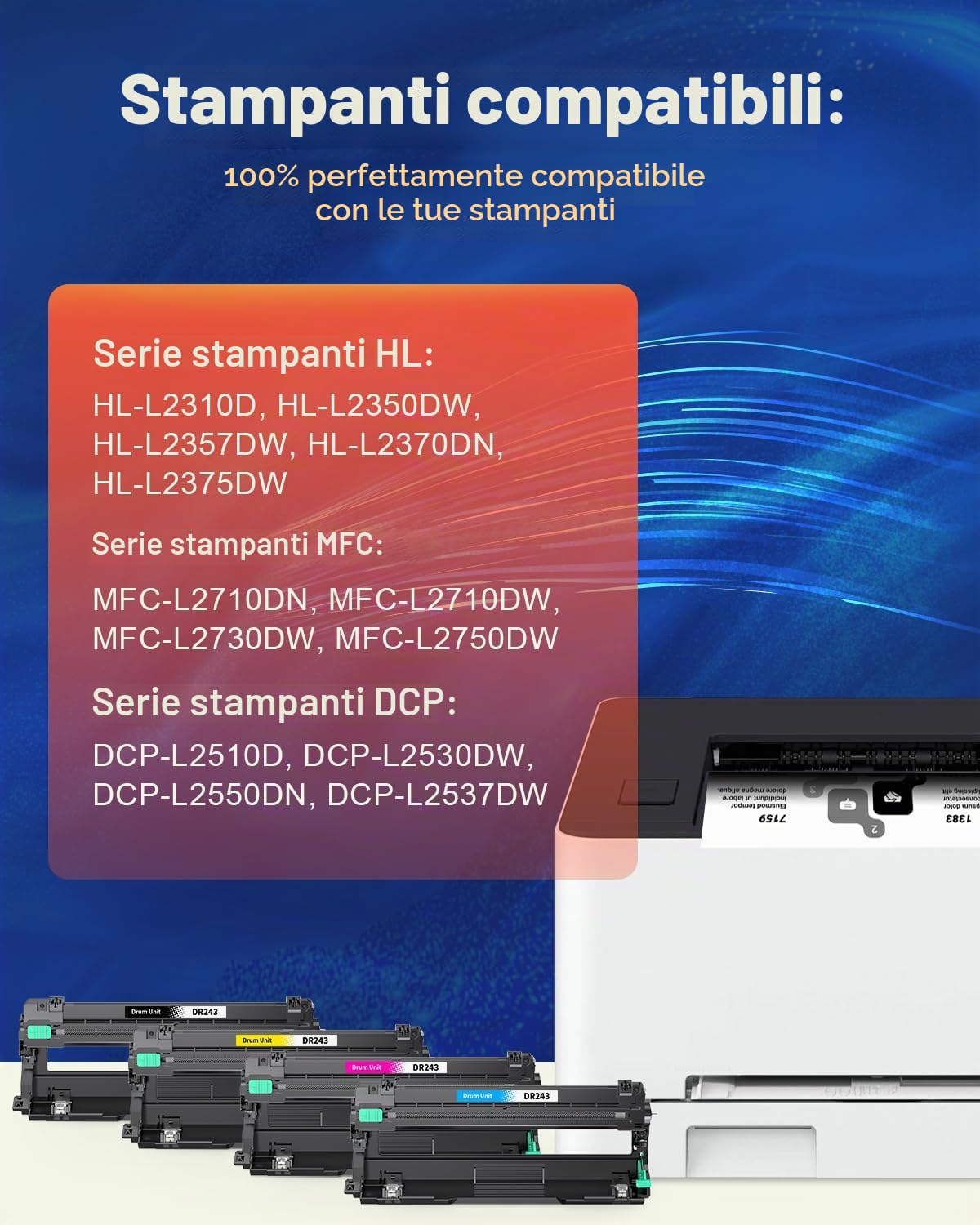 DR-243CL Tamburo Compatibile per Brother DR243CL Tamburo per Brother DCP-L3550CDW MFC-L3770CDW MFC-L3750CDW MFC-L3710CW MFC-L3730CDN HL-L3210CW DCP-L3510CDW DCP-L3517CDW (BK/C/M/Y)