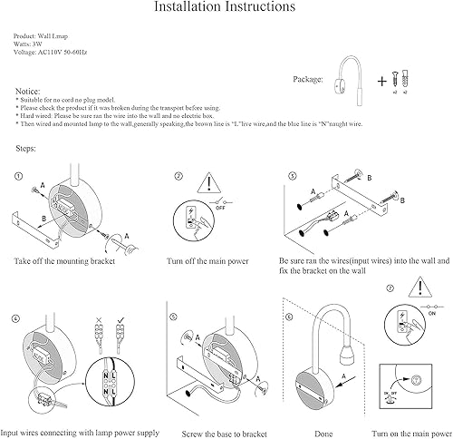 Miniatura 5 de Lámpara de pared negra con potencia incorporada, 3 W, lámpara de montaje en cabecera de pared para galería de arte, luz de lectura para dormitorio,