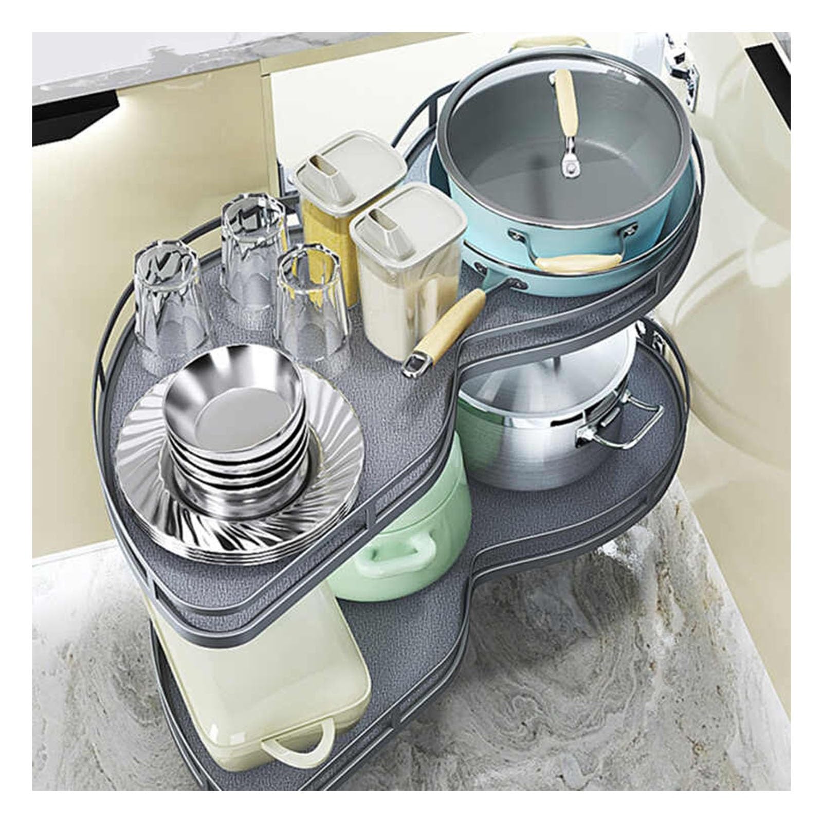 Organiseur de cuisine amovible armoire angle aveugle réglable charge lourde 60kg