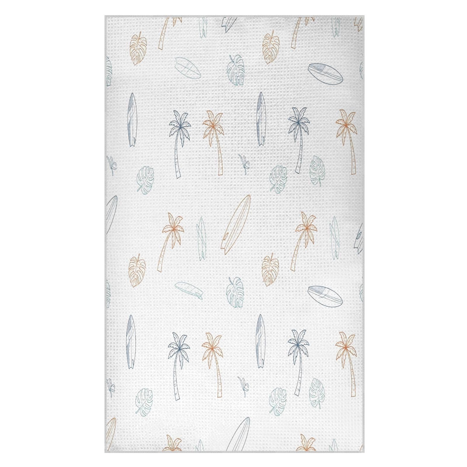 BURSTDDY Leaves and Surfboards Kitchen Towels,Absorbent Dish Towels 1 Pack