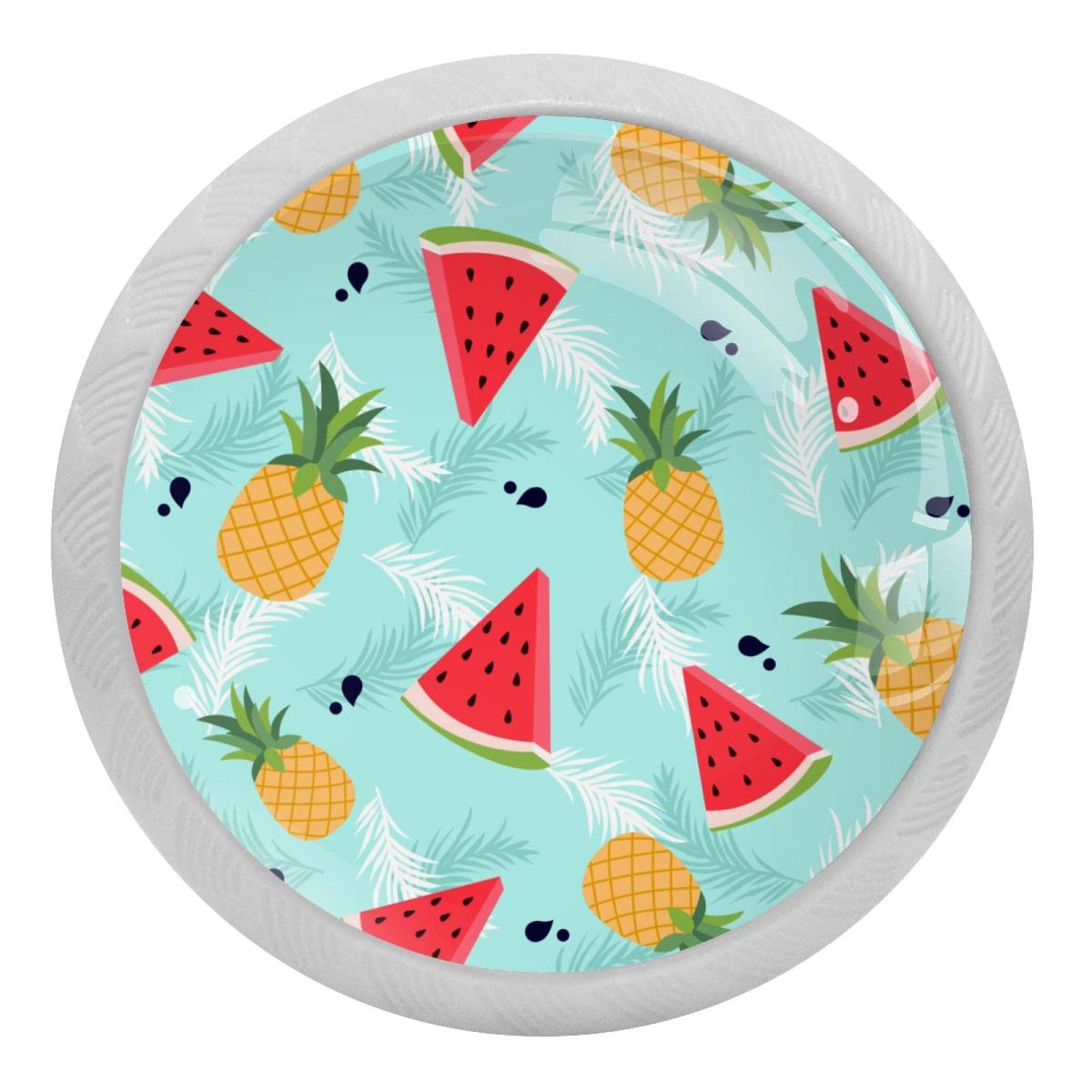 Boutons de tiroir fluorescents en verre décoratifs pour armoires de cuisine motif bleu ananas