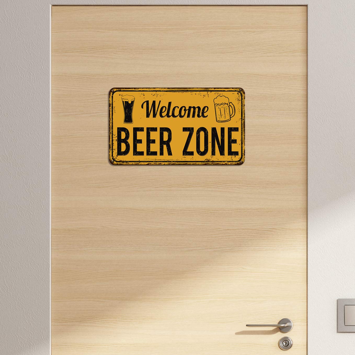 Megadecor Targa Vintage Personalizzata 30x17 Cm | Scegli In Alluminio O PVC 5 Mm | Giallo Stile Americano