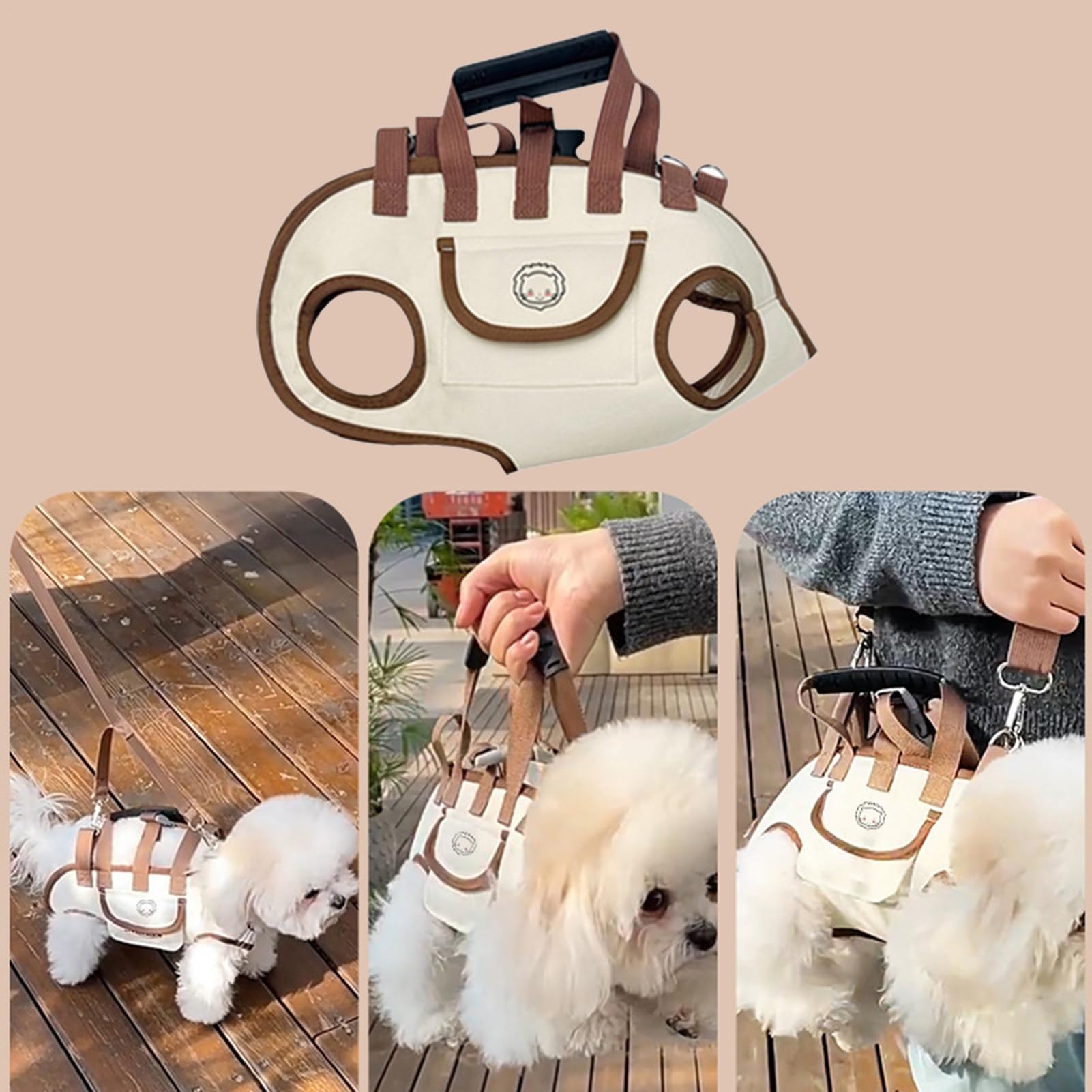Sac de transport pour chien - Avec compartiment de rangement - Respirant et réglable - Fermeture rapide - Pour chat, voyage, randonnée, vélo, voiture, avion