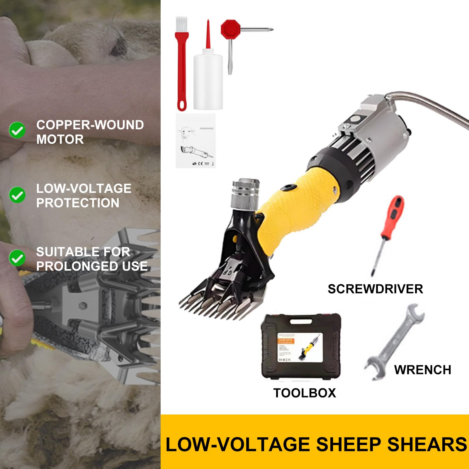 Esquiladora Ovejas, Esquiladora EléCtrica, ProteccióN Sobrecalentamiento, para Ovejas Alpacas Cabras EléCtrica Potente De Alto Rendimiento