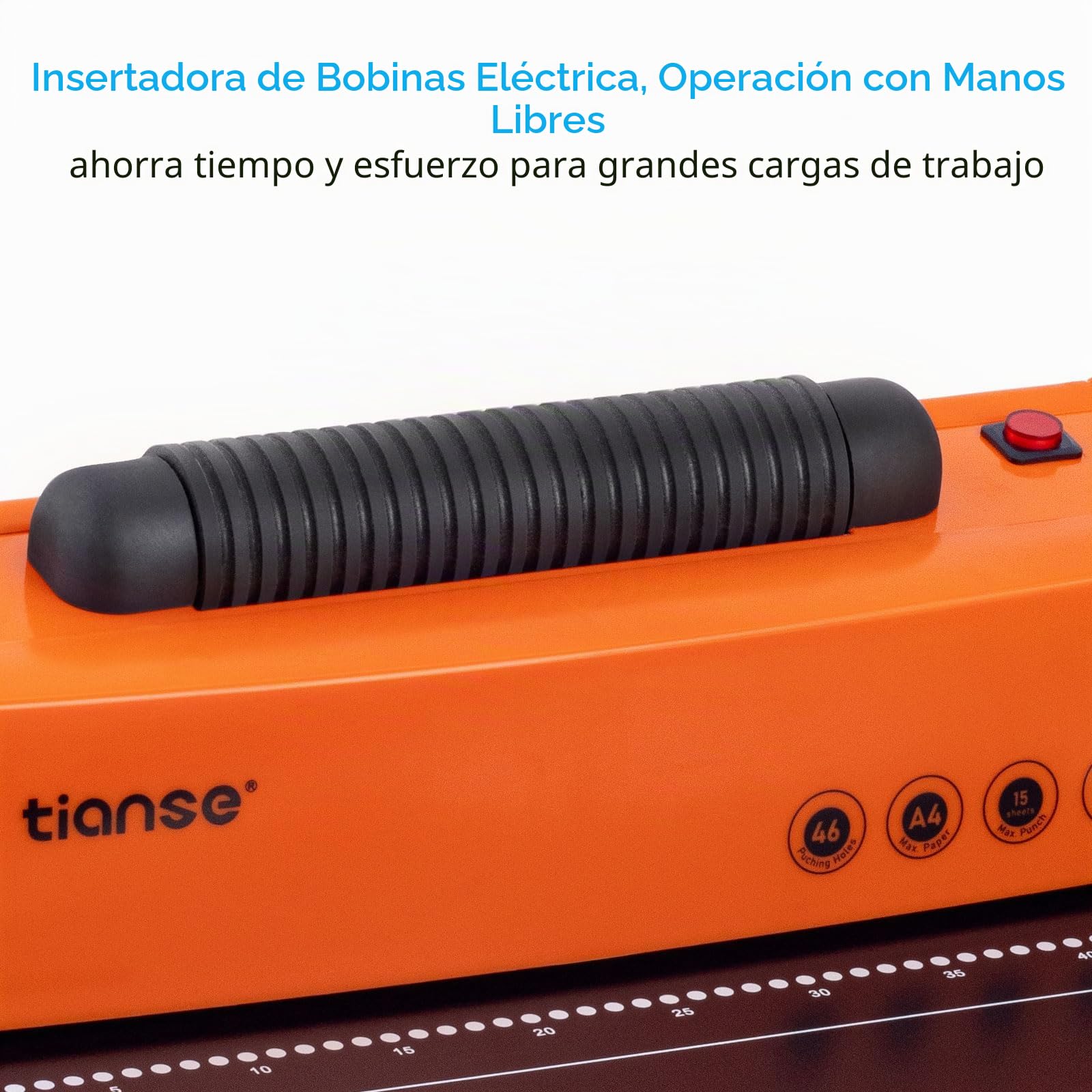 TIANSE Máquina de encuadernación, máquina de encuadernación de bobinas en espiral, perforadora manual con inserto de bobina eléctrica, apto para tamaño carta/A4/A5