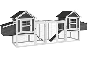 PawHut Dual Wooden Chicken Coop with Garden Bed: Perfect Hen House with Nesting Boxes