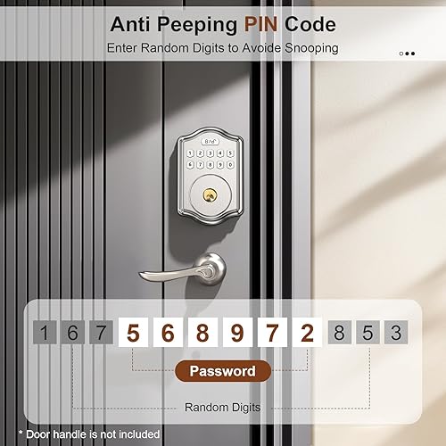 Miniatura 5 de Cerradura de puerta de entrada sin llave con código, guía de voz para teclado electrónico, cerraduras inteligentes para puerta delantera, fácil de