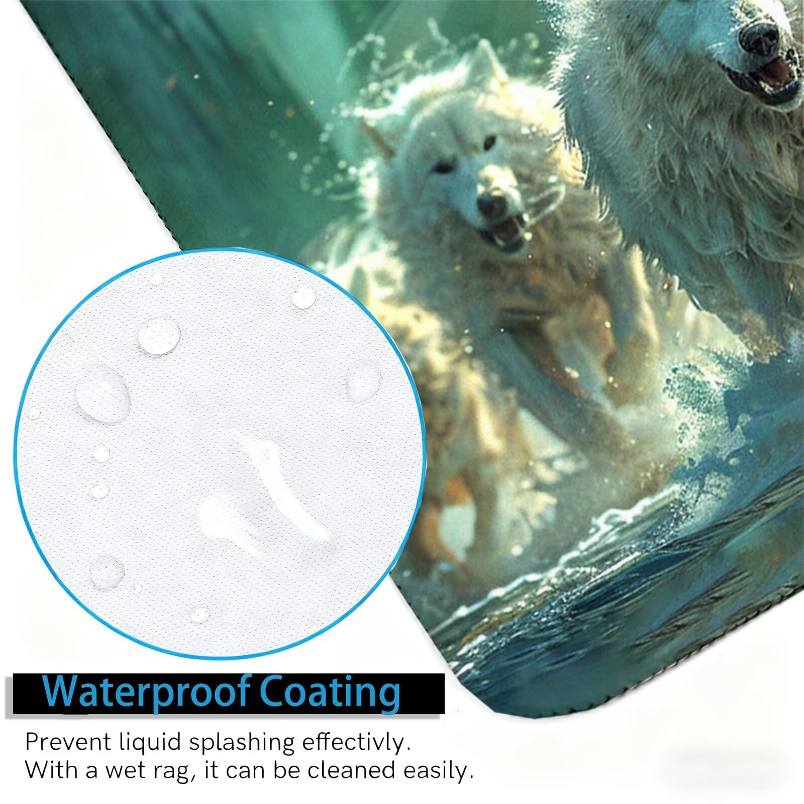 XXL Tappetino Mouse 1500x800 mm Gaming Lupo Sottomano Scrivania Ufficio, Bianco Mousepad Antiscivolo con Base Stabile, Tappeto per Mouse e Tastiera, Accessori Scrivania Gaming, Lavoro Creativo H0-1053