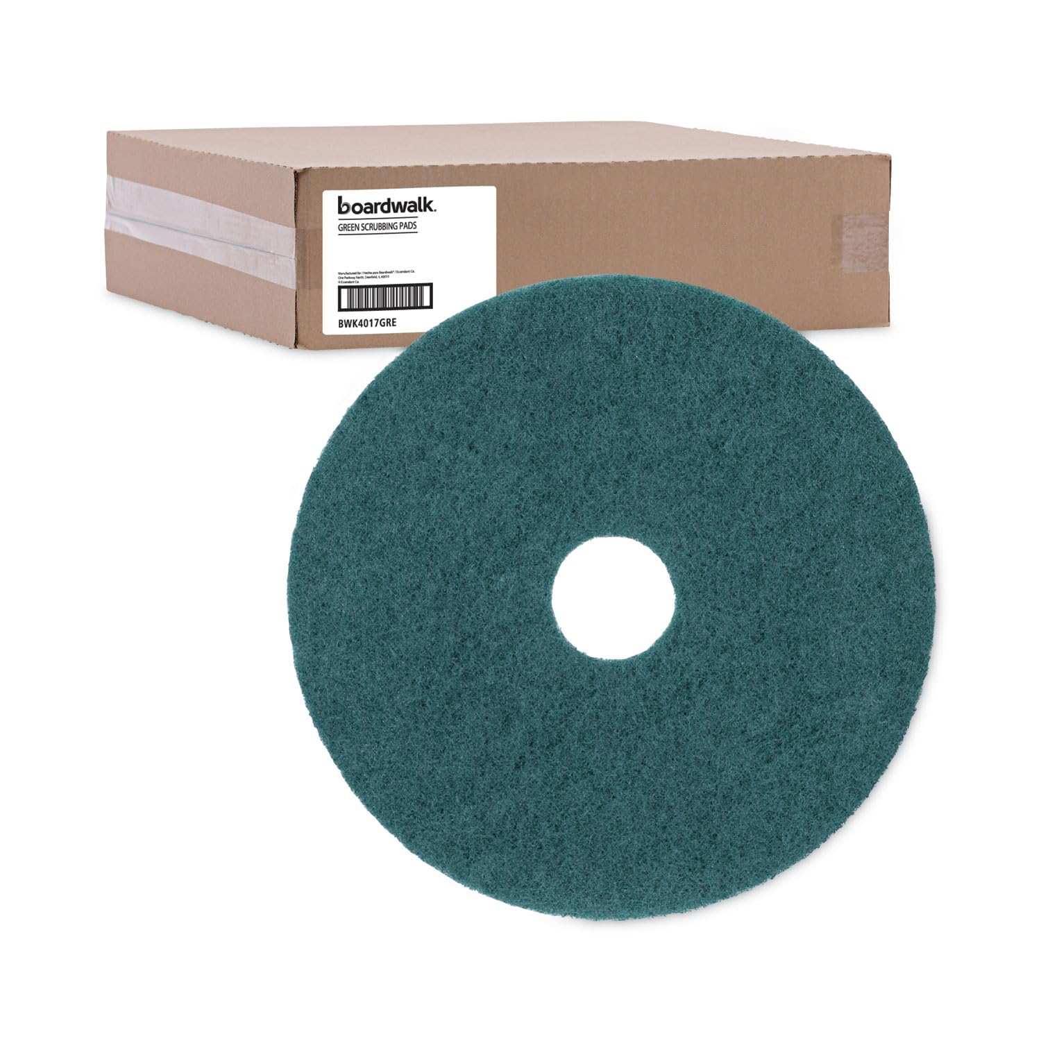 Boardwalk Almohadillas de suelo resistentes para fregar, 17 pulgadas de diámetro, verde, 5/caja