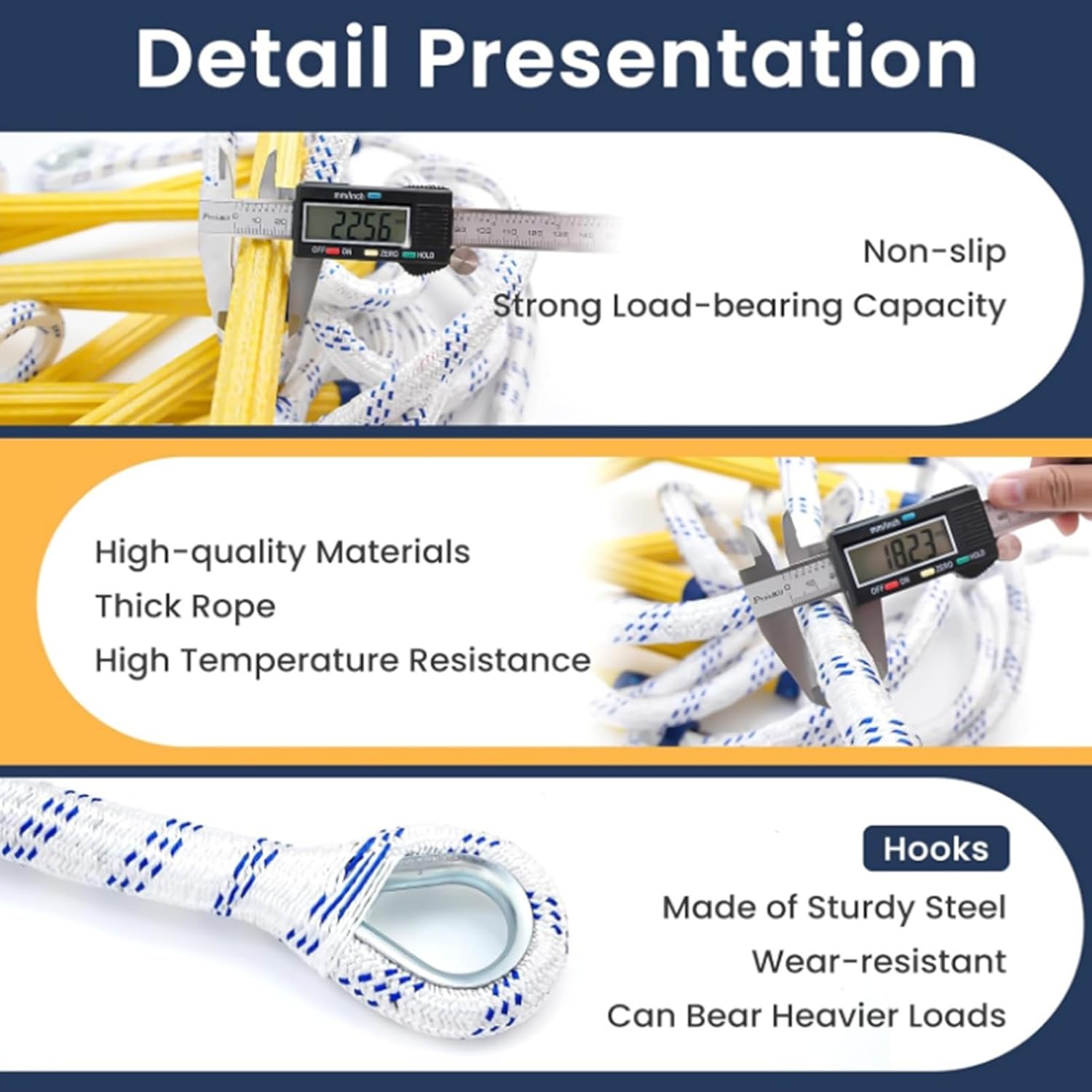 火災避難はしご、 緊急避難ロープはしご 2-7 階、 子供と大人のための難燃性火災安全避難、 滑り止め樹脂クライミング家庭用救命はし
