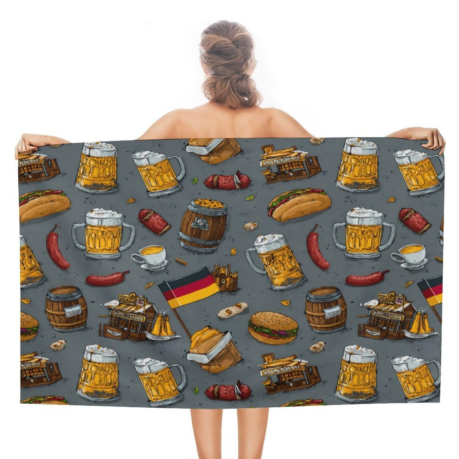 CGSBNGHA Germany Flag Beer German Food Beach Towels Soft Bathroom Bath Pool Swim Towels for Women Men