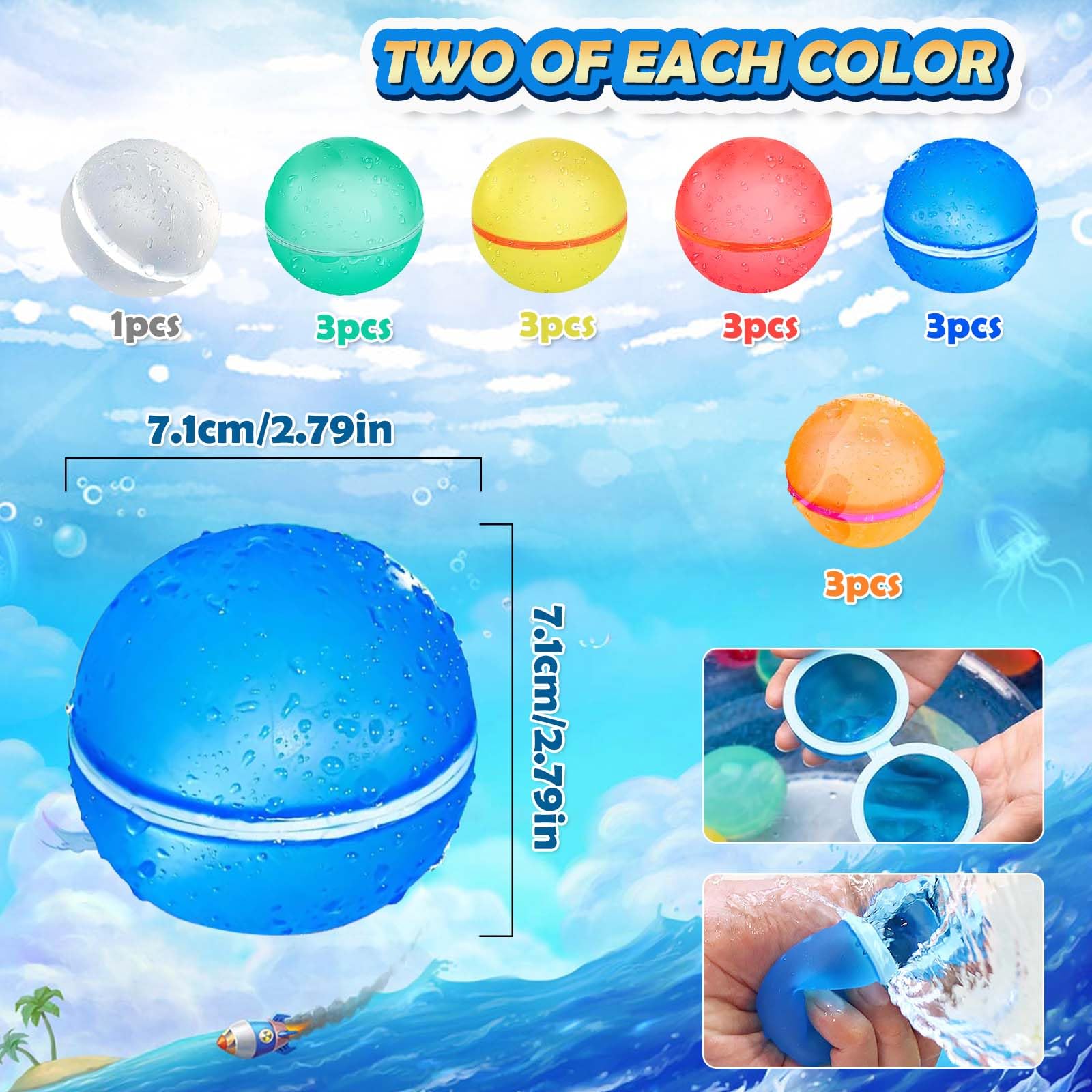 Gavettoni riutilizzabili magnetici, palloncini acqua in silicone autosigillanti, confezione 16 pezzi per feste estive, giardino, spiaggia e piscina