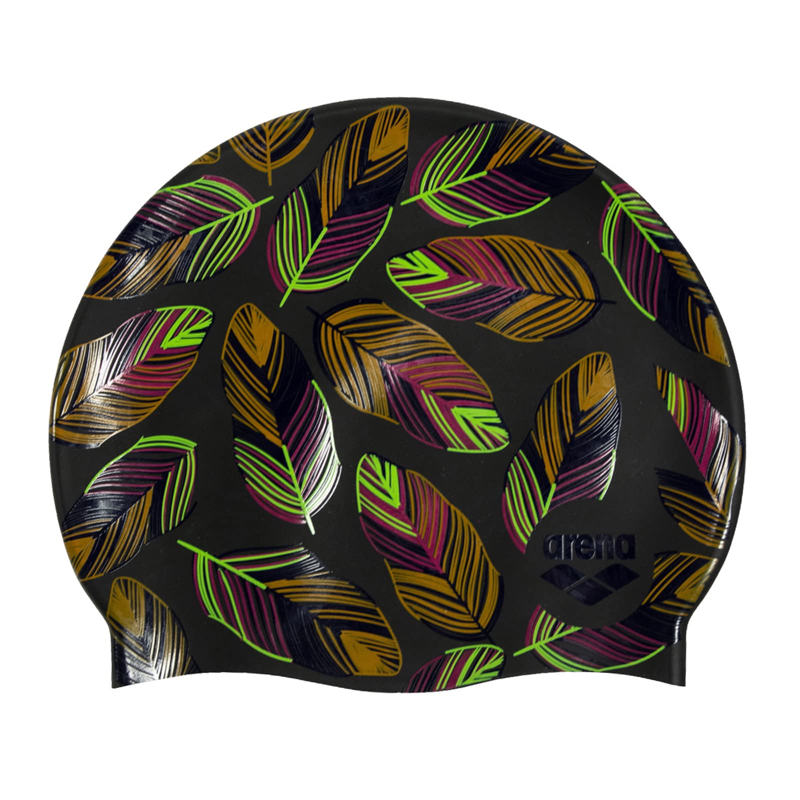 Arena Print Unisex Soft Silicone Swim Cap for Women and Men, Intensive Training Comfortable Non-Slip Long Hair Swimming Hat