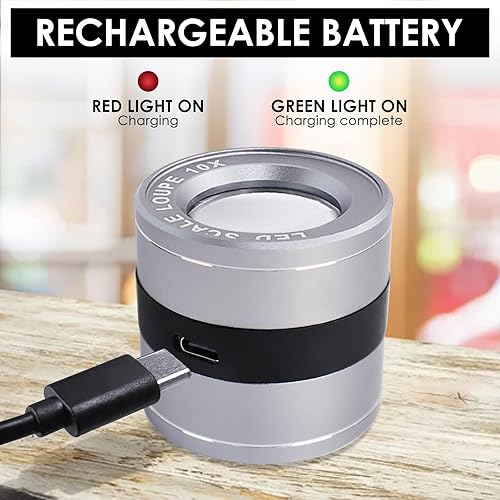Miniatura 3 de Lupa iluminada con luz LED y UV, 10 aumentos, recargable, multifuncional, cristal, joyeros, monedas, sellos, gema reloj, reparación de teléfonos,