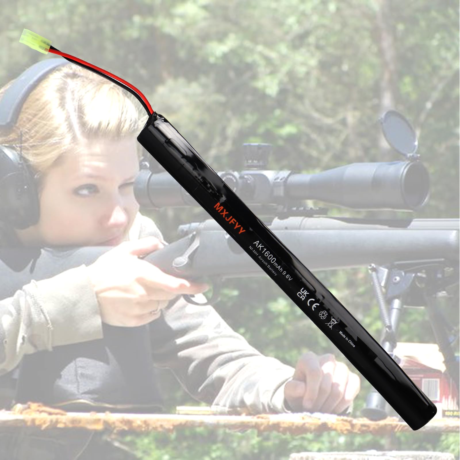 Lot de 2 Batteries Rechargeables Airsoft 9,6 V 1600 mAh, Batterie NiMH 2/3 A pour Pistolets Air Soft Autres séries Pistolets électriques Jouets Fusils Air Soft