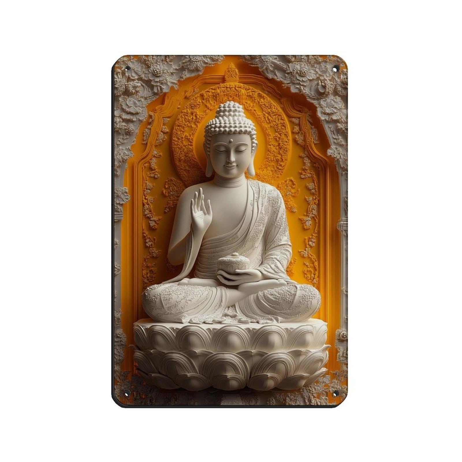 Buddha Art-Buddha Decor-Large Art (5) Retro Poster Metal Tin Sign Chic Art Retro Iron Painting Bar People Cave Cafe Family Garage Poster Wall Decoration 8x12inch(20x30cm)