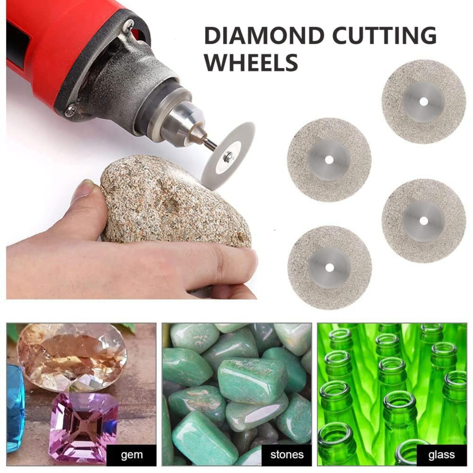 Set da 44 pezzi di dischi da taglio rinforzati in fibra di vetro per utensili rotanti, compatibili con lame per seghe Dremel 426, dischi da taglio diamantati, lame per seghe circolari HSS con alberi