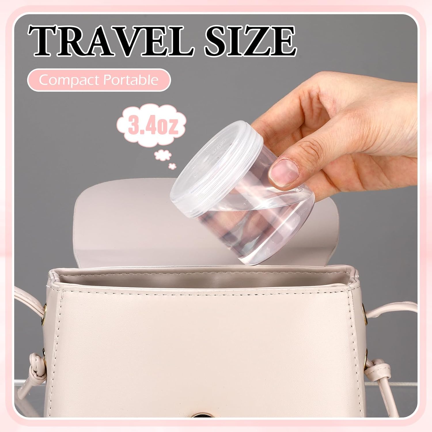 Meanplan 100 Pcs 3.4 oz Plastic Container Jars with Lids Round Leak Proof Refillable Small Cosmetic Jars for Lotion, Cream, Makeup, Eye Shadow, Rhinestone, Samples, Pot, Travel Storage(Clear)