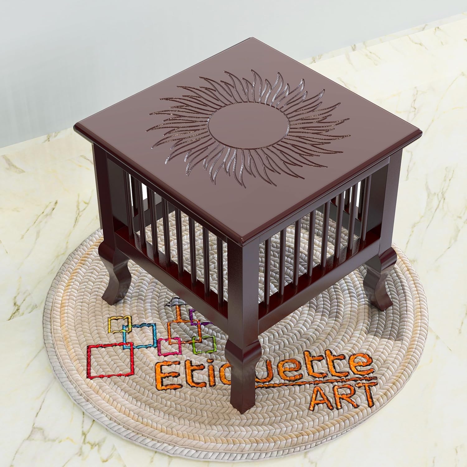 ETIQUETTE ART Wooden End Table, Boho Side Table with Carving Design, Nightstand Bedside Table for Small Spaces, Bedroom, Living Room, Entryway, Farmhouse, (Walnut) (B0CKBW7HWR) Amazon Price History, Amazon Price Tracker