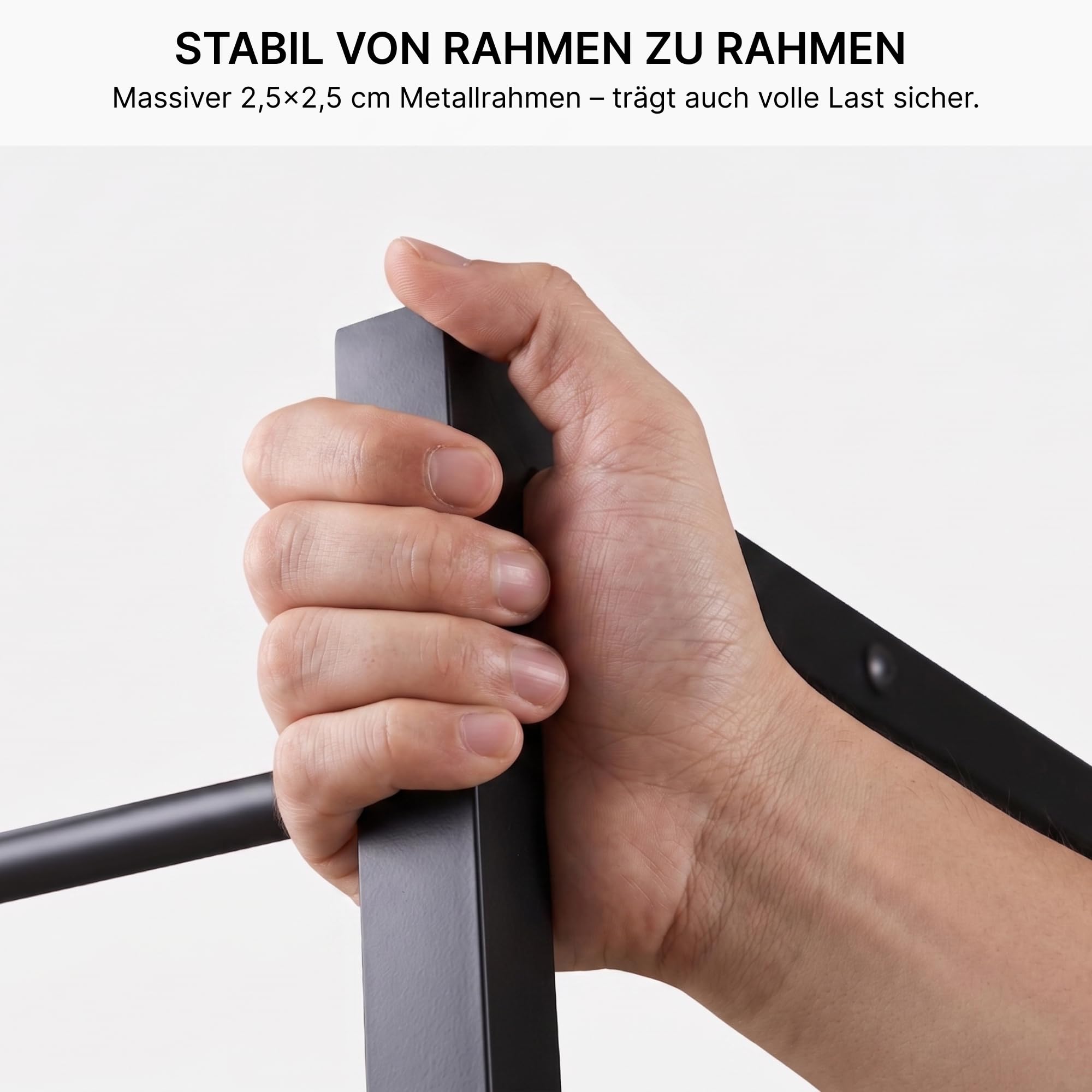 Offener Kleiderschrank System 120x180cm – Schmaler Kleiderständer 40cm Tiefe mit 2 großen Schubladen, Stabiler Garderobenständer Metall & MDF in Holz-Optik, Schwarz/Natur