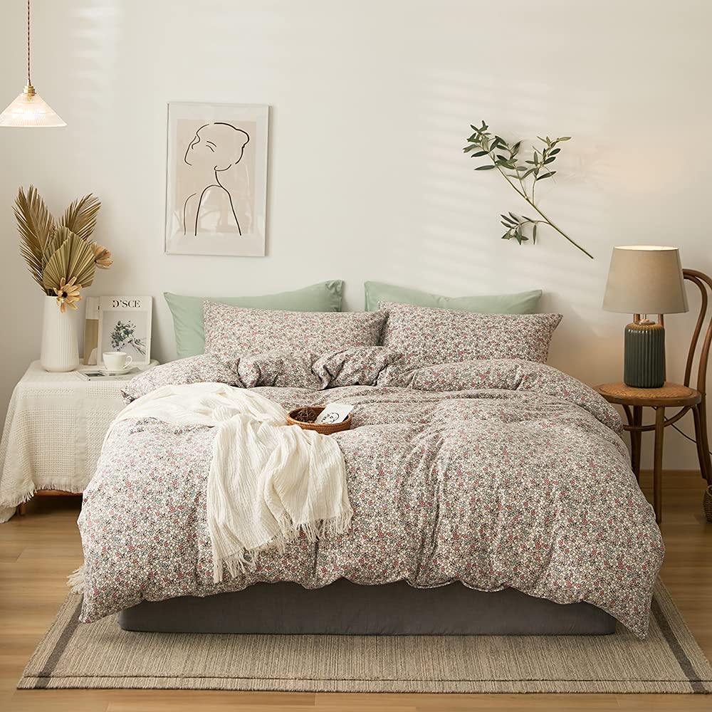 Amwan Boho Floral Duvet Cover Queen Chic Garden Floral Blue