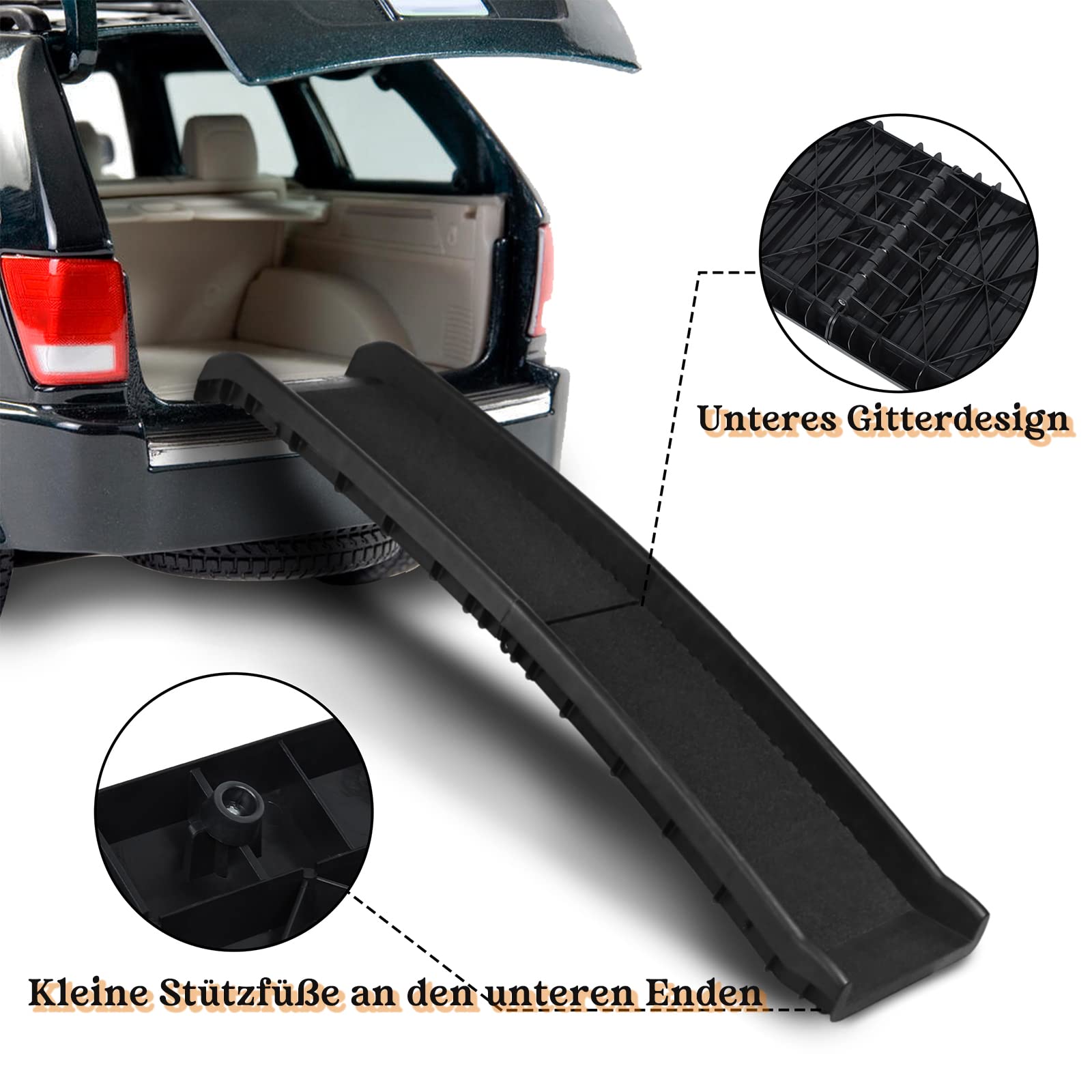 FIVMEN Rampa para Perros Plegable para Coche Escaleras para Perros Antideslizante hasta 90 kg 156 x 40 cm Rampa para SUV, Grandes Animales Pequeños