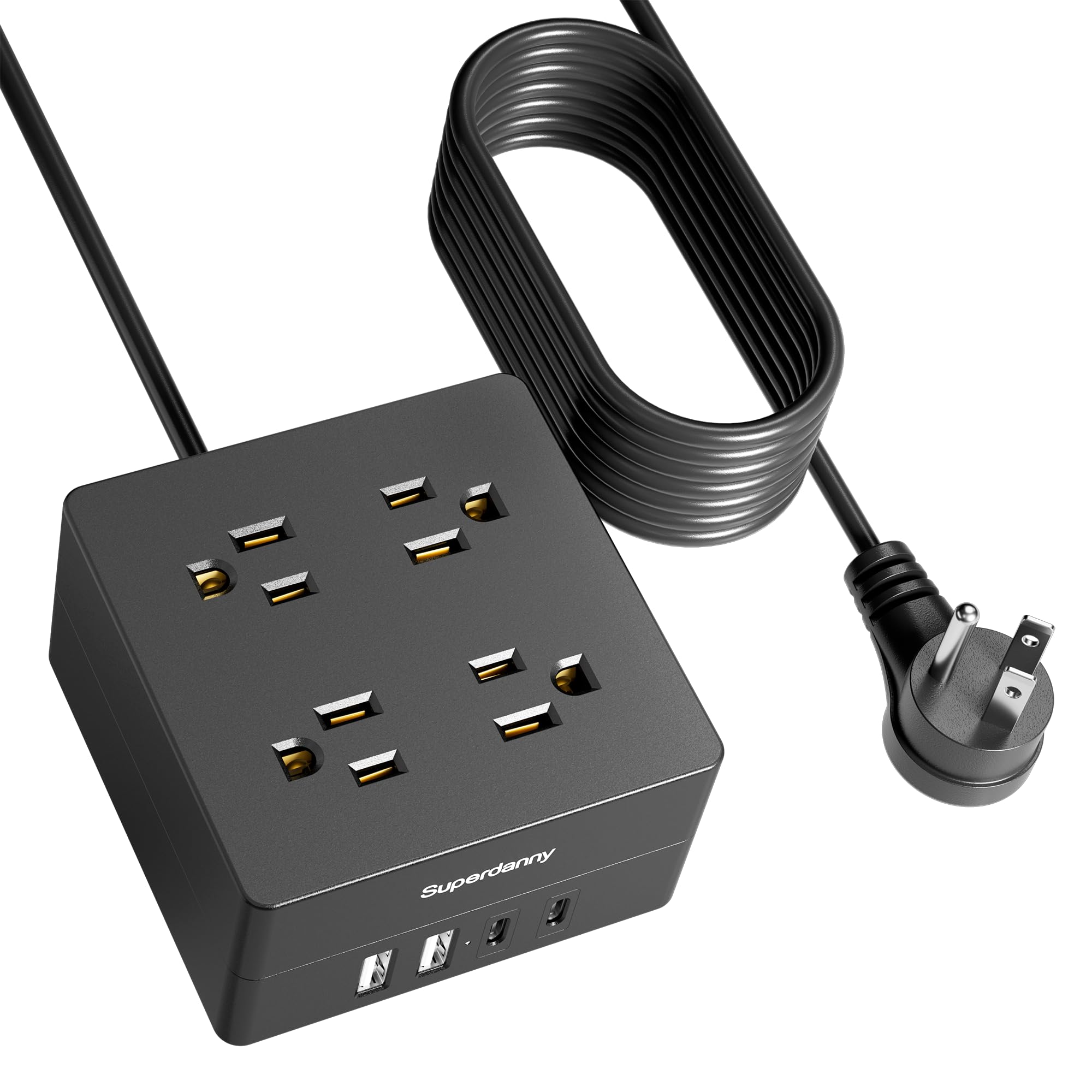 Power Strip USB Surge Protector - SUPERDANNY 9.8ft Mountable Charging Station with 4 Widely Spaced Outlets & 4 Smart USB Ports, Desktop Extension Cord