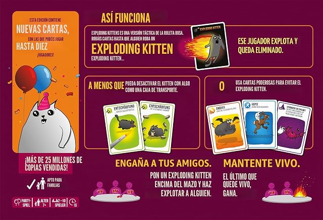 Foto 4 de 5 de Exploding Kittens EKIEK04NDE Juego Multicolor, Multicolor