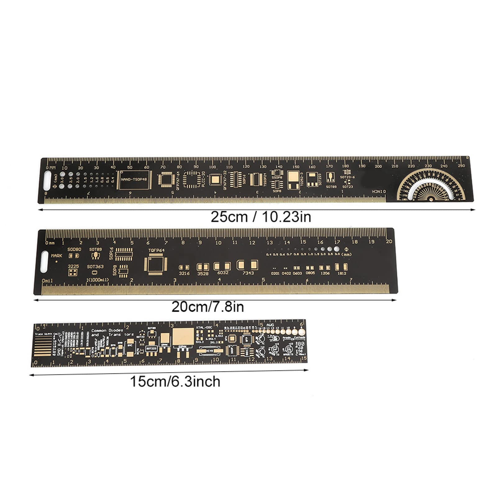 3-delige PCB-liniaal, 6,3/7,87/10,23 inch, voor elektronische ingenieurs