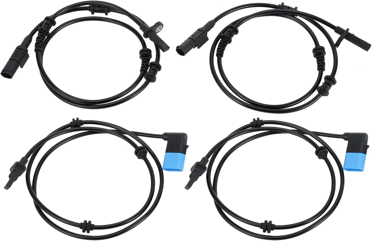 Motoforti Front Rear Left Right ABS Sensor, Wheel Speed Sensor, for Mercedes-Benz CLA45 for AMG CLA250 2014-2018, Plastic, No.2465402510/2469059402, Black, 4pcs