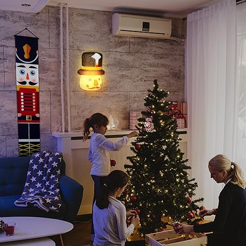 Miniatura 7 de BTE - Cubiertas iluminadas para cascanueces con pancartas de cascanueces y letrero de puerta, decoración de lámpara de cascanueces para exteriores e