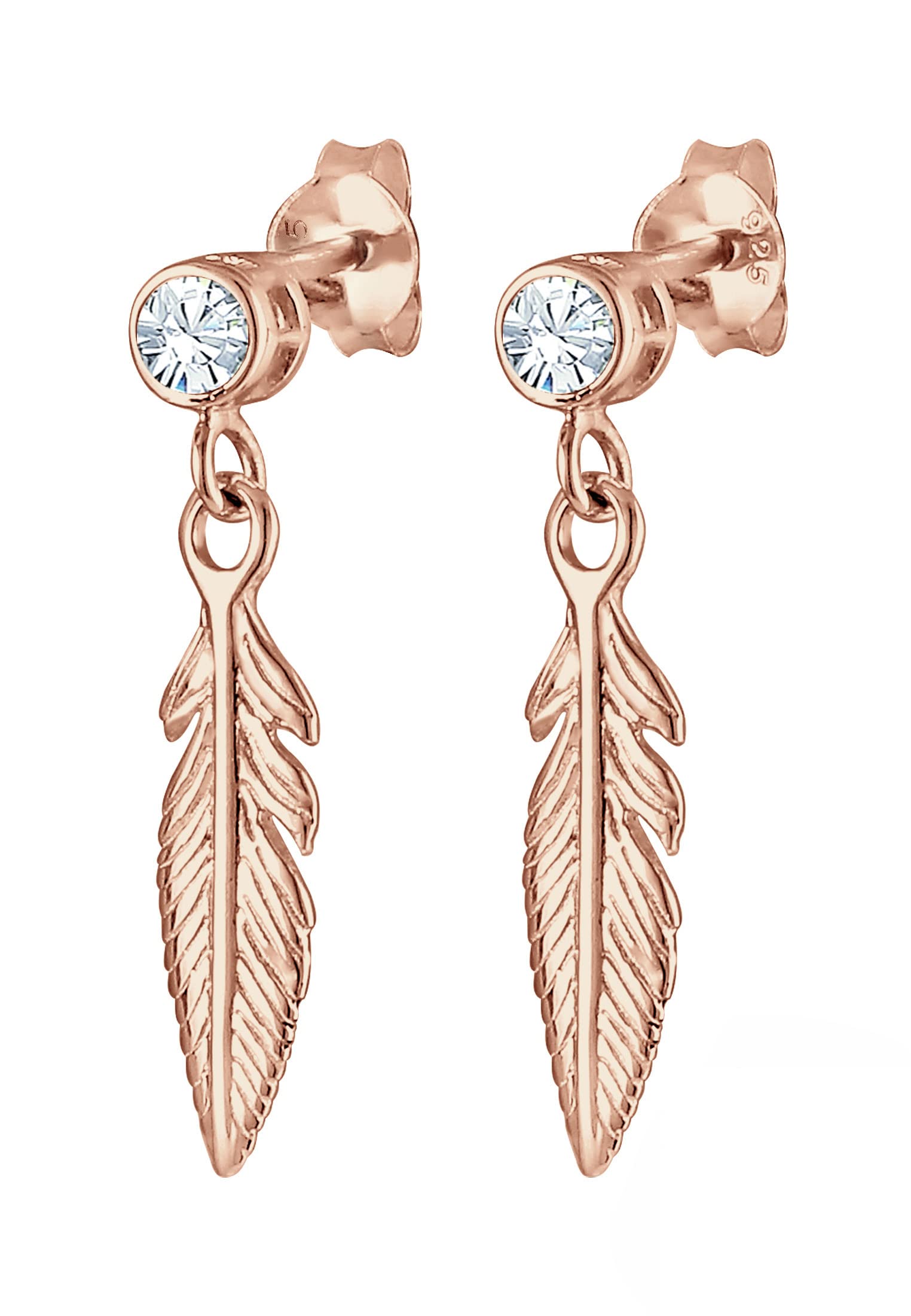 Elli Damen Ohrringe Feder Boho mit Kristalle