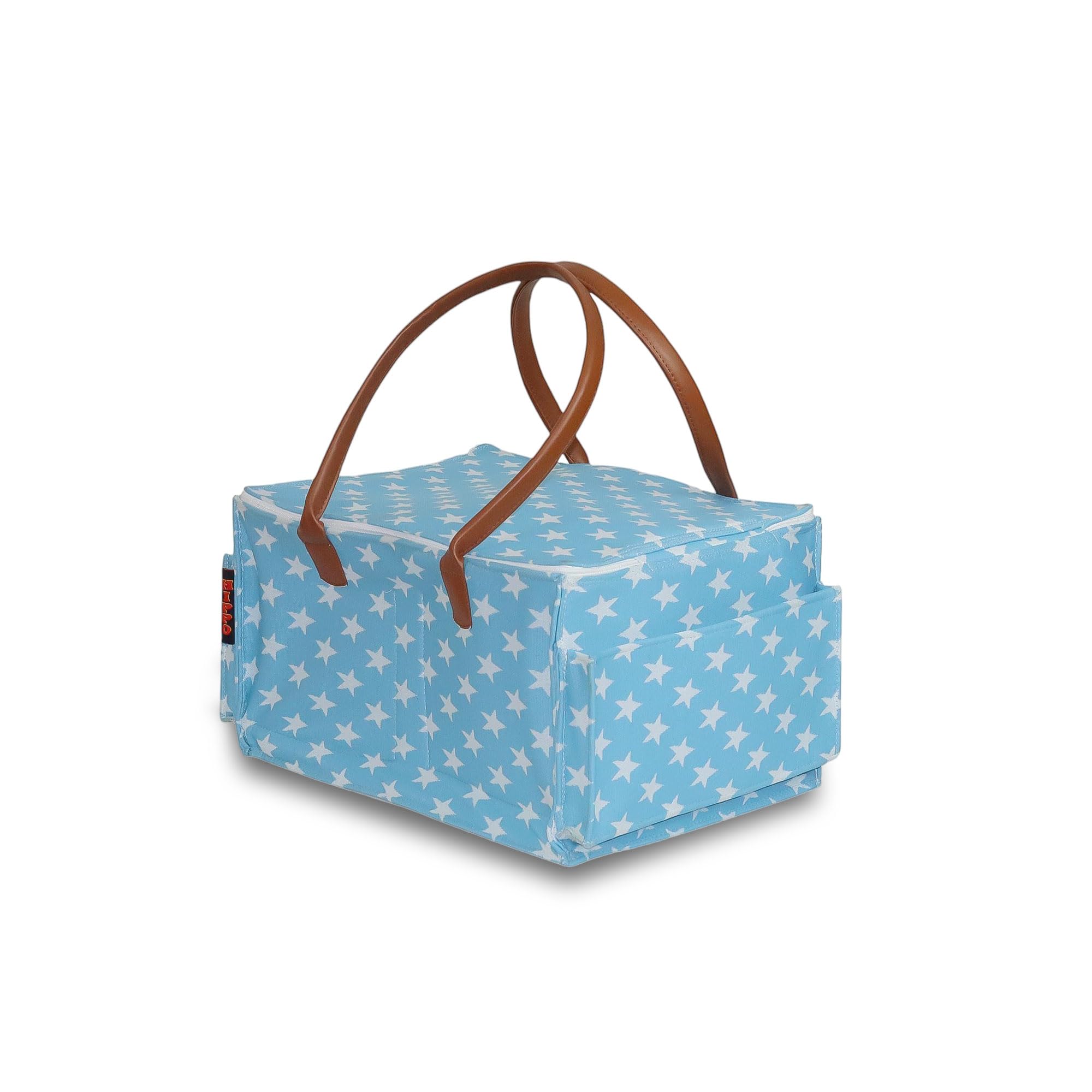 HIPPO Cute Diaper Caddy Bag with Lid Protection X-LARGE Size for Smart Mothers Baby Diaper Caddy Organizers, Nursery, Portable (BLUE-STAR)-picture-41