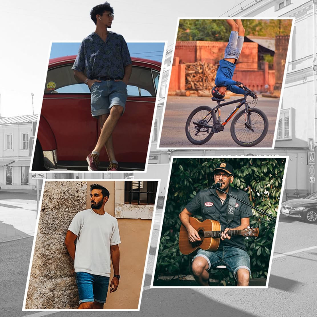 ZOXOZ Męskie Krótkie Spodenki Dżinsowe Lato Casual Jeans