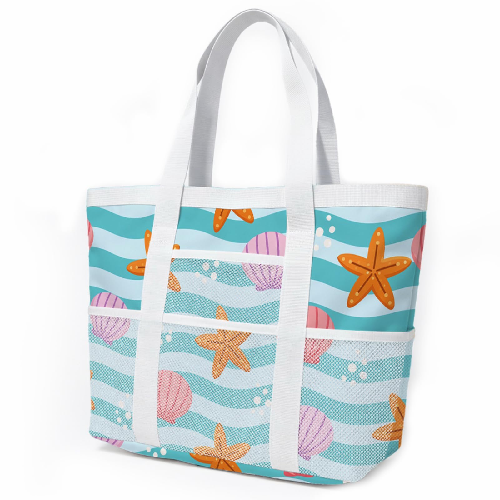 Borsa Mare Grande Borsa Mare Donna Resistente Beach Tote Bag Spiaggia Con Zip Shopping Bag Donna Borse Mare Pieghevole Leggera Borsone Piscina Viaggio