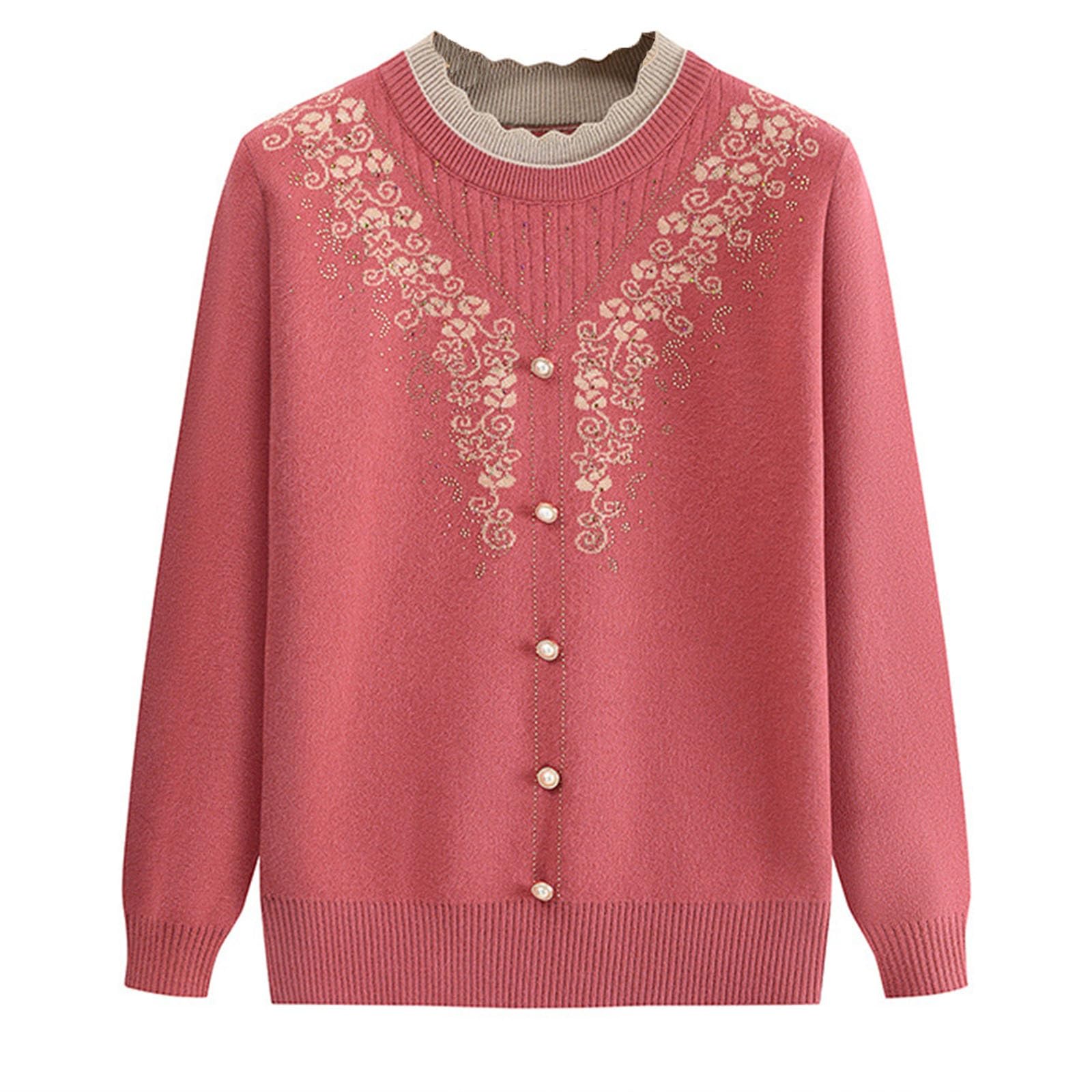 Winter Middle-Aged Elderly Womens Pullovers Sweater Thicken Warm Knitted Sweater Elegant Female Knitwear