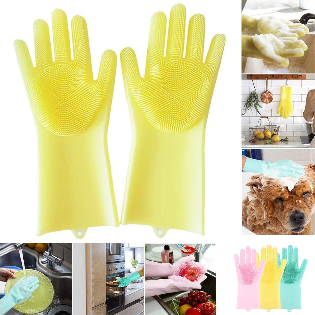 NOHUNT Silicone Heat Resistant Rubber Dish Washing Gloves with Wash Scrubber (Medium) (B07WT4BSVW) Amazon Price History, Amazon Price Tracker