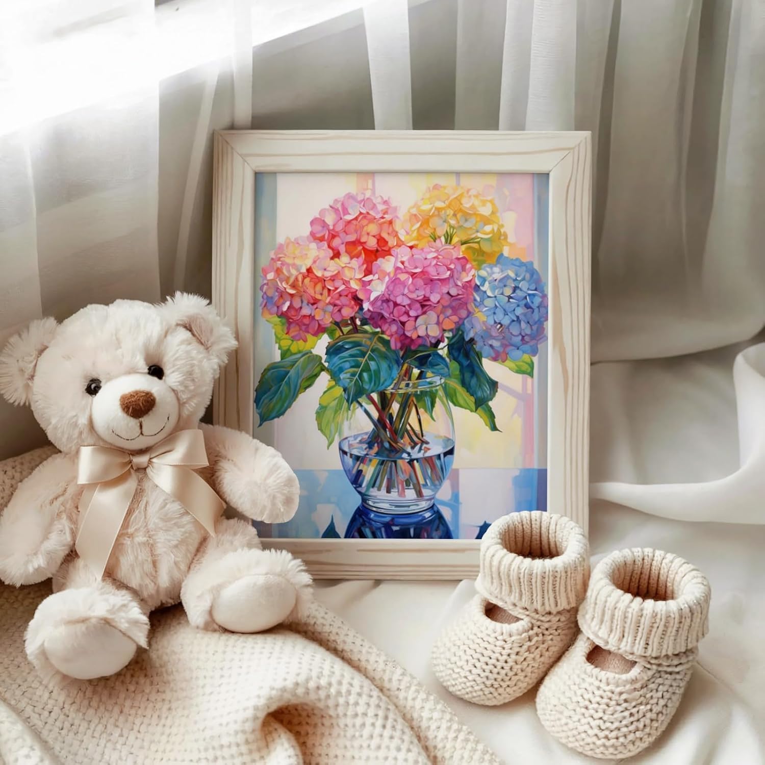 HKLIOPU Kit per punto croce per adulti con fiore, kit per punto croce stampato da 11 ct, kit da ricamo su tela stampata per adulti, decorazione artistica da parete per la casa, 30 x 40 cm (LZ145)