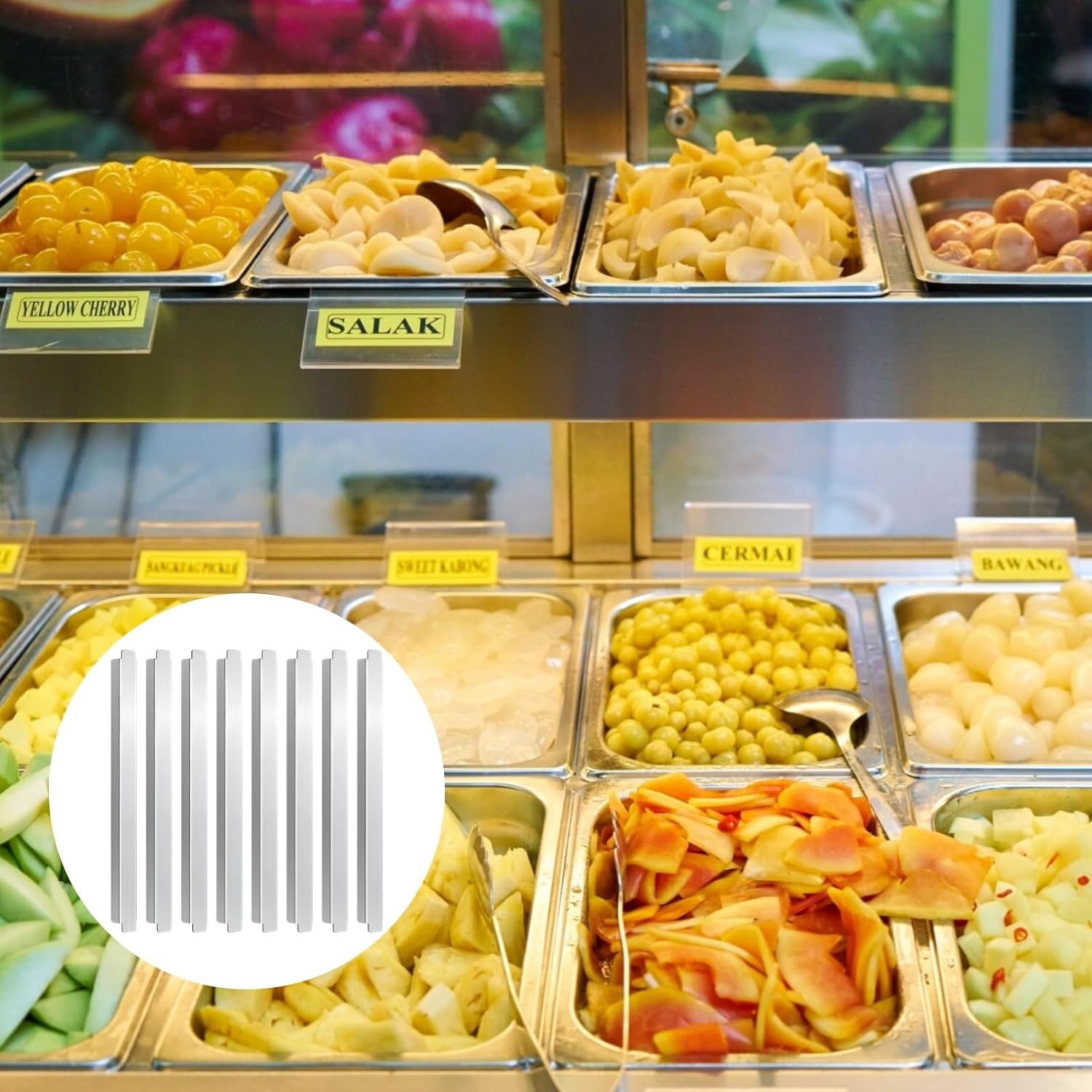 8 Pcs Stainless Steel Adapter Bars, Food Cooler Divider, Steam Table Adapter Bar, Long-Lasting Professional Hotel Pan Support for Commercial Kitchens, Catering, Buffet Lines