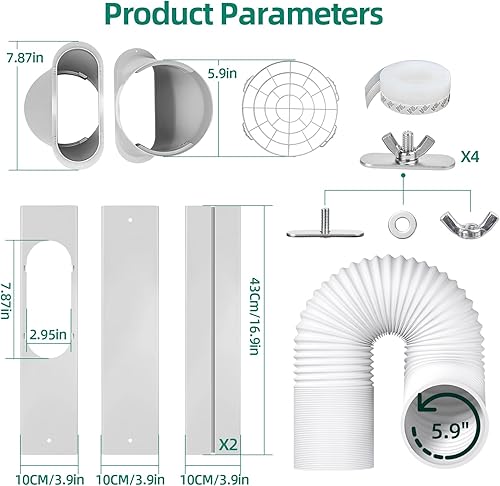Miniatura 3 de cocobeen Kit de ventana de aire acondicionado portátil, kit de ventilación de CA universal ajustable con manguera de escape de 5.9 pulgadas para