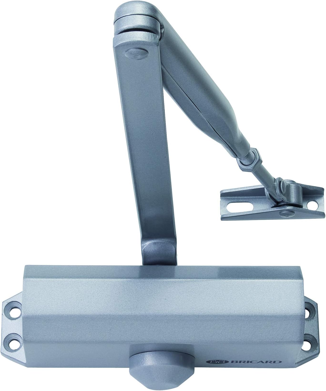 Bricard 6100107 Door Closer with Compass Arm Strength 2 to 4 (up to 80 kg), Rack Sprocket Technology, Silver Colour