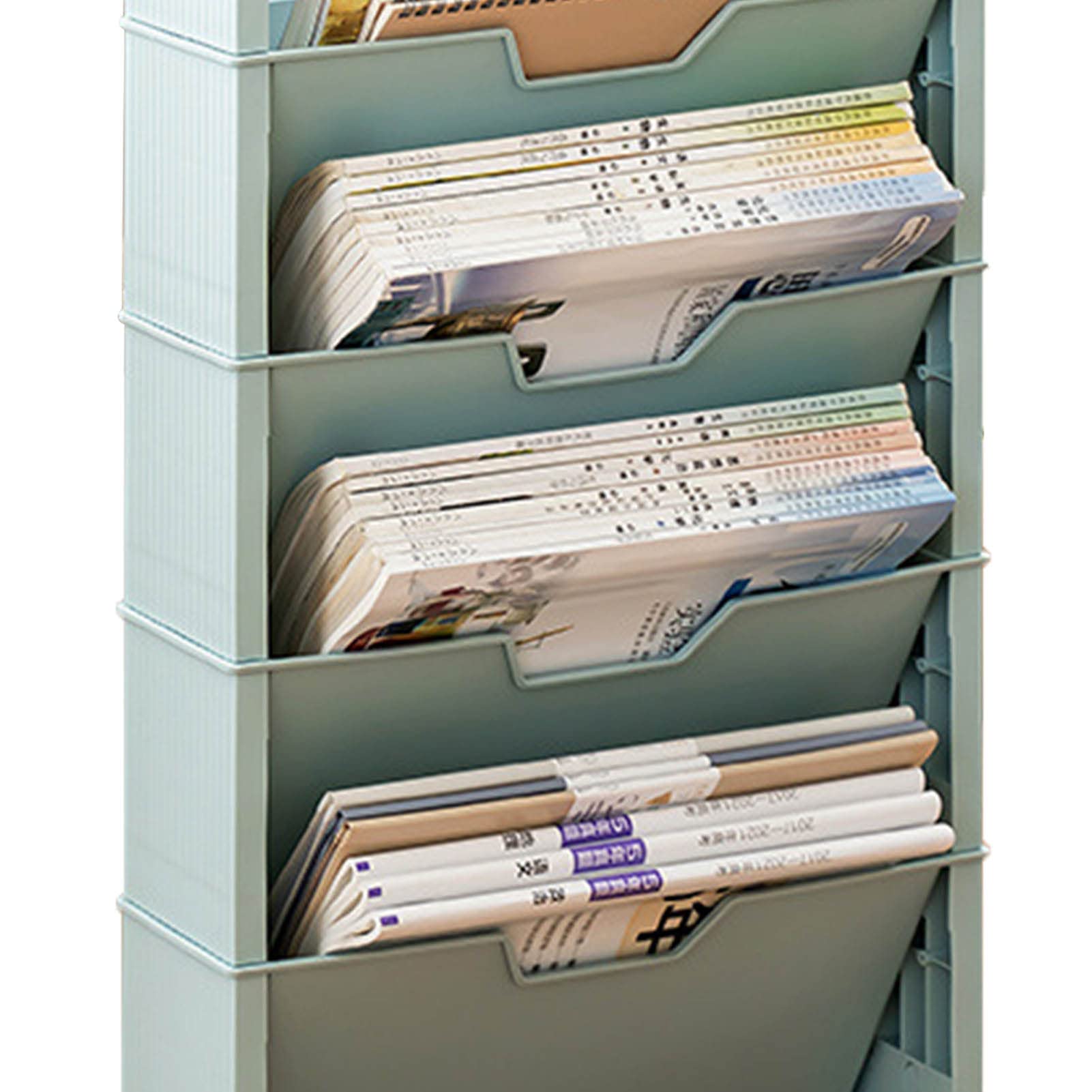 Carritos de libros de 5 niveles, estantería móvil organizador de archivos con ruedas, carrito organizador, carrito de guardería, carrito de almacenamiento, carritos de utilidad rodantes, carritos para