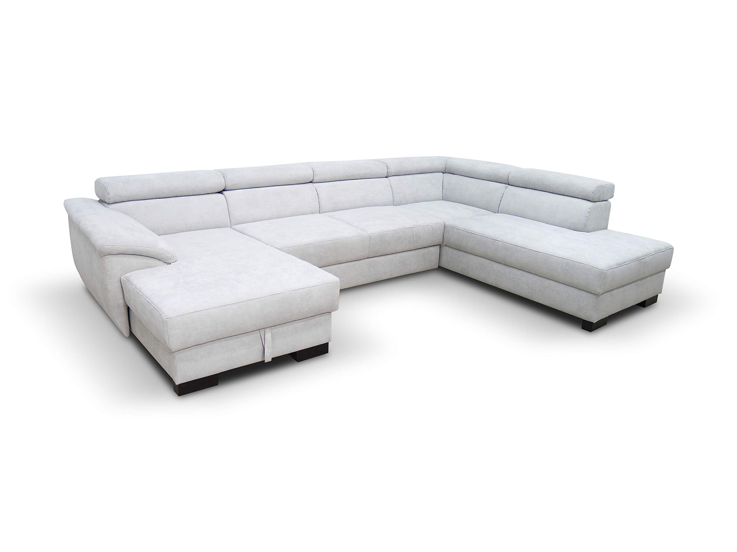 Domo. Collection David FK - Sofá con Respaldo en Forma de U, sofá con muelles y función de Respaldo, Esquinas Acolchadas, 337 x 232 x 78 cm, Color Gris
