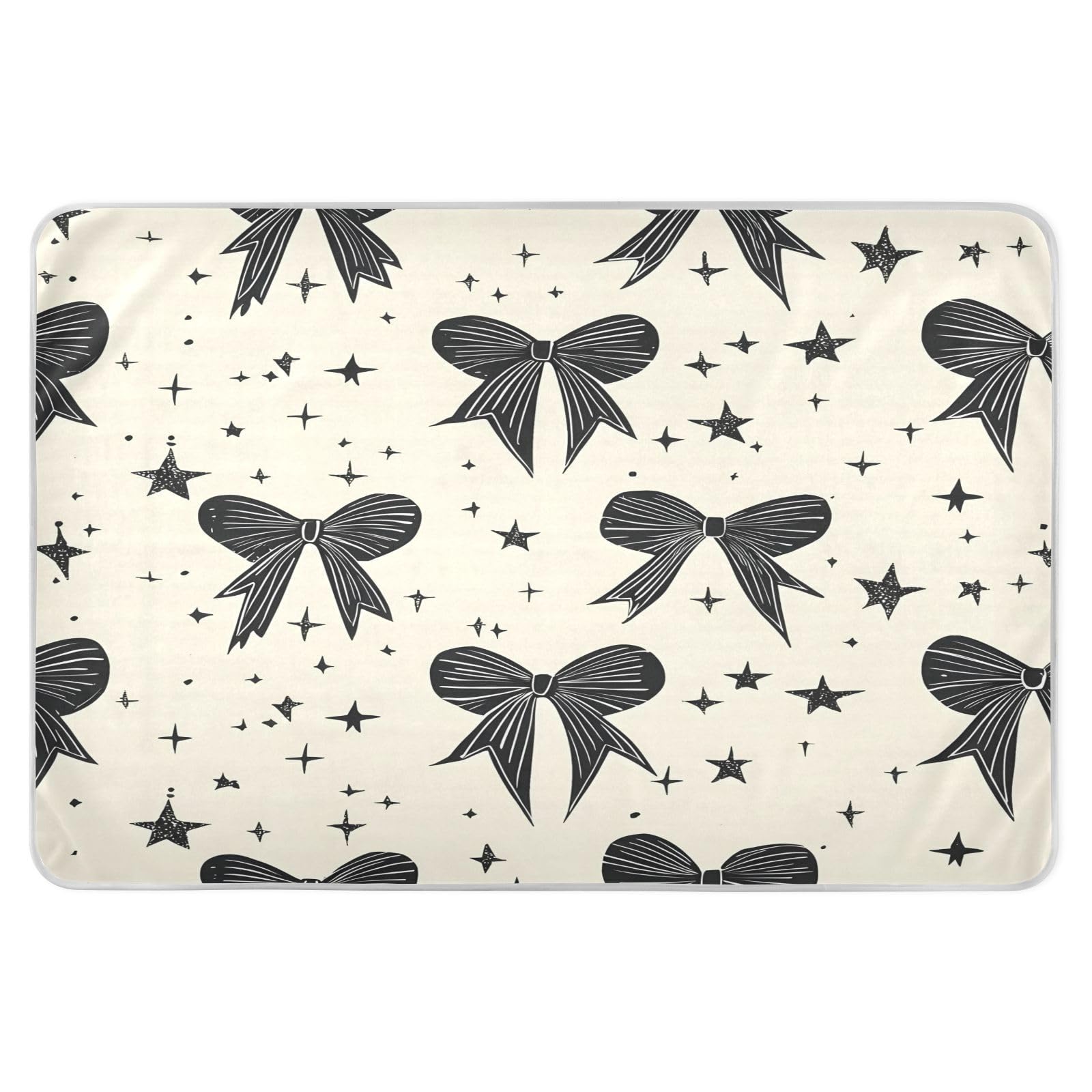 BOESI Graffiti Black Bow Pattern Waterproof Pads for Bedwetting and Incontinence, Reusable Pads, Reusable Diaper Pads for Bed, Sofa, Travel